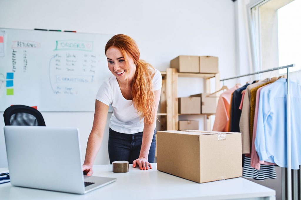 Entrepreneur preparing shipment