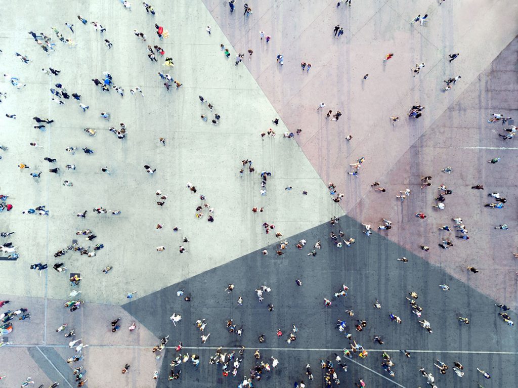 crowd in a public square