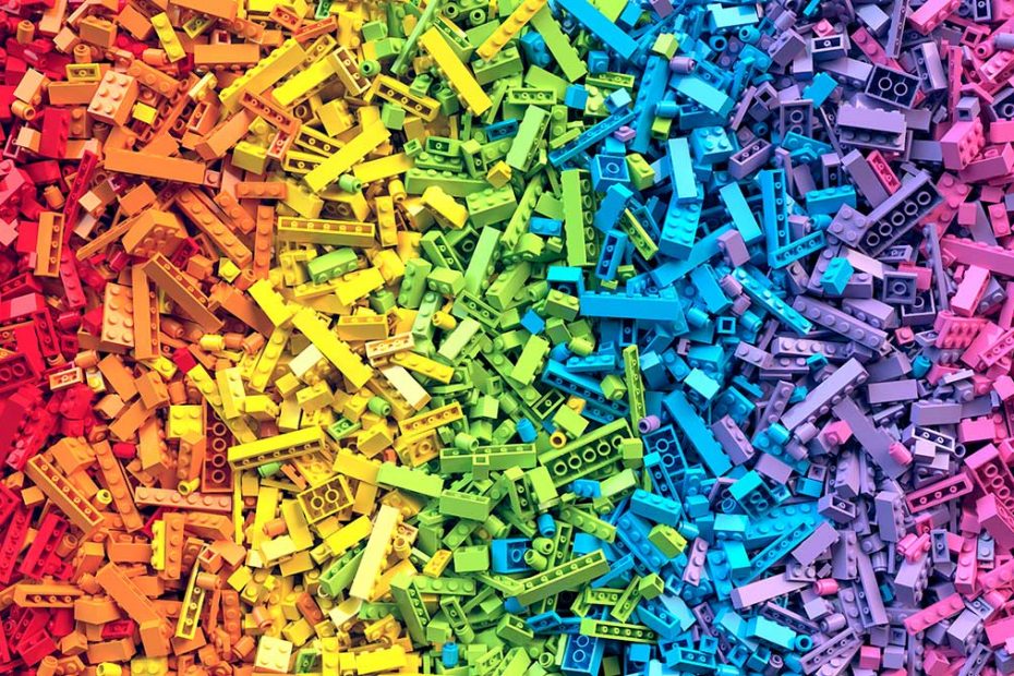Image of lego blocks sorted by colour