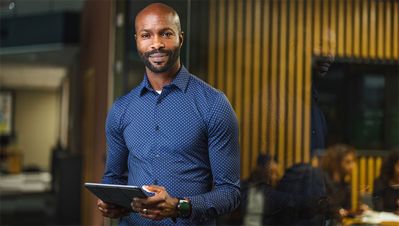 Satisfied senior leader